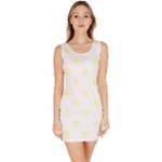 Polka Dots - Cream Yellow on White Bodycon Dress