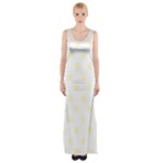 Polka Dots - Cream Yellow on White Maxi Thigh Split Dress