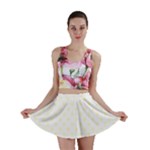Polka Dots - Cream Yellow on White Mini Skirt