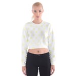 Polka Dots - Cream Yellow on White Women s Cropped Sweatshirt