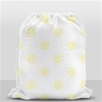 Polka Dots - Cream Yellow on White Drawstring Bag (Small)