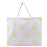Polka Dots - Cream Yellow on White Zipper Large Tote Bag