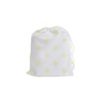 Polka Dots - Cream Yellow on White Drawstring Pouch (S)