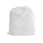 Polka Dots - Cream Yellow on White Drawstring Pouch (XL)