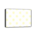 Polka Dots - Cream Yellow on White Mini Canvas 6  x 4  (Stretched)