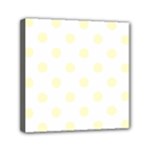Polka Dots - Cream Yellow on White Mini Canvas 6  x 6  (Stretched)
