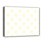 Polka Dots - Cream Yellow on White Canvas 14  x 11  (Stretched)