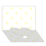 Polka Dots - Cream Yellow on White Heart Bottom 3D Greeting Card (7x5)