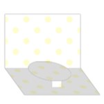 Polka Dots - Cream Yellow on White Circle Bottom 3D Greeting Card (7x5)