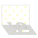 Polka Dots - Cream Yellow on White LOVE Bottom 3D Greeting Card (7x5)
