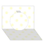 Polka Dots - Cream Yellow on White Circle 3D Greeting Card (7x5)
