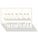 Polka Dots - Cream Yellow on White Happy New Year 3D Greeting Card (8x4)