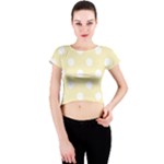 Polka Dots - White on Blond Yellow Crew Neck Crop Top