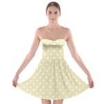 Polka Dots - White on Blond Yellow Strapless Bra Top Dress