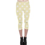 Polka Dots - White on Blond Yellow Capri Leggings