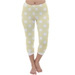 Polka Dots - White on Blond Yellow Capri Winter Leggings