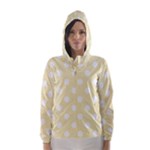 Polka Dots - White on Blond Yellow Hooded Wind Breaker (Women)