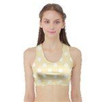 Polka Dots - White on Blond Yellow Women s Sports Bra with Border