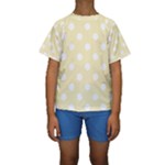 Polka Dots - White on Blond Yellow Kid s Short Sleeve Swimwear