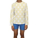 Polka Dots - White on Blond Yellow Kid s Long Sleeve Swimwear