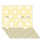 Polka Dots - White on Blond Yellow I Love You 3D Greeting Card (7x5)