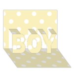 Polka Dots - White on Blond Yellow BOY 3D Greeting Card (7x5)
