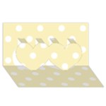 Polka Dots - White on Blond Yellow Twin Hearts 3D Greeting Card (8x4)