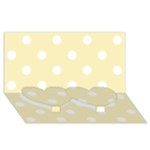 Polka Dots - White on Blond Yellow Twin Heart Bottom 3D Greeting Card (8x4)