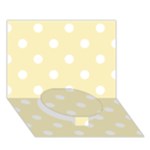 Polka Dots - White on Blond Yellow Circle Bottom 3D Greeting Card (7x5)