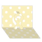 Polka Dots - White on Blond Yellow Ribbon 3D Greeting Card (7x5)