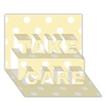 Polka Dots - White on Blond Yellow TAKE CARE 3D Greeting Card (7x5)