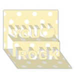 Polka Dots - White on Blond Yellow You Rock 3D Greeting Card (7x5)