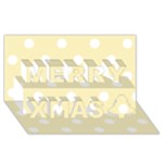 Polka Dots - White on Blond Yellow Merry Xmas 3D Greeting Card (8x4)