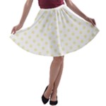 Polka Dots - Blond Yellow on White A-line Skater Skirt