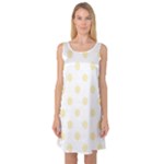 Polka Dots - Blond Yellow on White Sleeveless Satin Nightdress