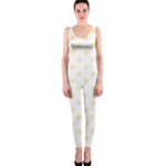 Polka Dots - Blond Yellow on White OnePiece Catsuit