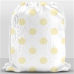 Polka Dots - Blond Yellow on White Drawstring Bag (Large)