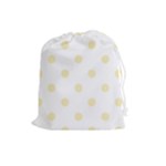 Polka Dots - Blond Yellow on White Drawstring Pouch (L)