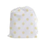 Polka Dots - Blond Yellow on White Drawstring Pouch (XL)