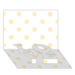 Polka Dots - Blond Yellow on White LOVE Bottom 3D Greeting Card (7x5)