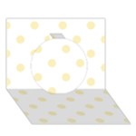 Polka Dots - Blond Yellow on White Circle 3D Greeting Card (7x5)