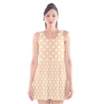 Polka Dots - White on Navajo White Yellow Scoop Neck Skater Dress
