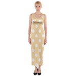 Polka Dots - White on Navajo White Yellow Fitted Maxi Dress