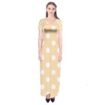 Polka Dots - White on Navajo White Yellow Short Sleeve Maxi Dress