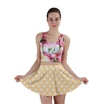 Polka Dots - White on Navajo White Yellow Mini Skirt