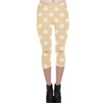 Polka Dots - White on Navajo White Yellow Capri Leggings