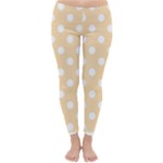 Polka Dots - White on Navajo White Yellow Winter Leggings