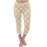 Polka Dots - White on Navajo White Yellow Capri Winter Leggings
