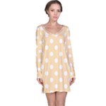 Polka Dots - White on Navajo White Yellow Long Sleeve Nightdress