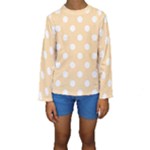 Polka Dots - White on Navajo White Yellow Kid s Long Sleeve Swimwear